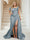 Trumpet/Mermaid Off-the-Shoulder Sweep Train Plus Size Bridesmaid Dresses with Split Side & Ruffles
