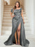 Trumpet/Mermaid Off-the-Shoulder Sweep Train Plus Size Bridesmaid Dresses with Split Side & Ruffles