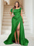 Trumpet/Mermaid Off-the-Shoulder Sweep Train Plus Size Bridesmaid Dresses with Split Side & Ruffles