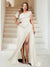 Trumpet/Mermaid Off-the-Shoulder Sweep Train Plus Size Bridesmaid Dresses with Split Side & Ruffles