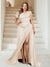 Trumpet/Mermaid Off-the-Shoulder Sweep Train Plus Size Bridesmaid Dresses with Split Side & Ruffles