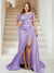 Trumpet/Mermaid Off-the-Shoulder Sweep Train Plus Size Bridesmaid Dresses with Split Side & Ruffles