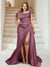 Trumpet/Mermaid Off-the-Shoulder Sweep Train Plus Size Bridesmaid Dresses with Split Side & Ruffles
