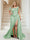 Trumpet/Mermaid Off-the-Shoulder Sweep Train Plus Size Bridesmaid Dresses with Split Side & Ruffles