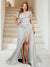 Trumpet/Mermaid Off-the-Shoulder Sweep Train Plus Size Bridesmaid Dresses with Split Side & Ruffles