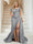 Trumpet/Mermaid Off-the-Shoulder Sweep Train Plus Size Bridesmaid Dresses with Split Side & Ruffles