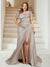 Trumpet/Mermaid Off-the-Shoulder Sweep Train Plus Size Bridesmaid Dresses with Split Side & Ruffles