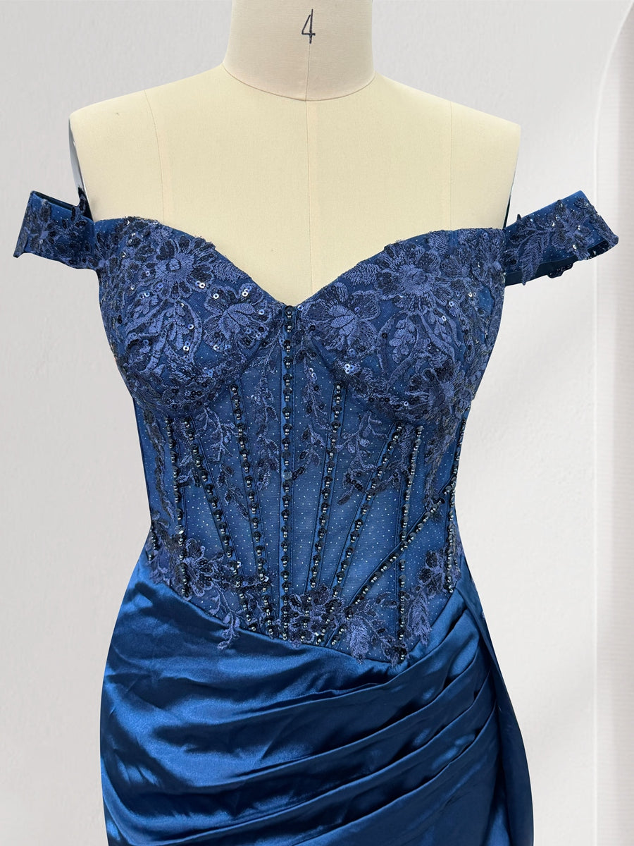 Trumpet/Mermaid Off-the-Shoulder Sweep Train Sequined Christmas Dresses with Split Side