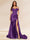 Trumpet/Mermaid Off-the-Shoulder Sweep Train Sequined Evening Dresses with Split Side