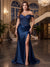 Trumpet/Mermaid Off-the-Shoulder Sweep Train Plus Size Evening Dresses with Split Side & Sequins
