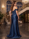 Trumpet/Mermaid Off-the-Shoulder Sweep Train Plus Size Evening Dresses with Split Side & Sequins