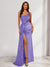 Sheath/Column One-Shoulder Floor-Length Velvet Evening Dresses with Sequins & Split Side