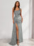 Sheath/Column One-Shoulder Floor-Length Velvet Evening Dresses with Sequins & Split Side