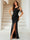 Sheath/Column One-Shoulder Floor-Length Ruched Evening Dresses with Sequins & Split Side
