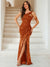 Sheath/Column One-Shoulder Floor-Length Ruched Evening Dresses with Sequins & Split Side