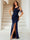 Sheath/Column One-Shoulder Floor-Length Ruched Evening Dresses with Sequins & Split Side