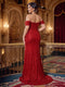 Trumpet/Mermaid Off-the-Shoulder Sleeveless Sweep Train Plus Size Evening Dresses with Split Side & Sequined