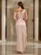 Sheath/Column One-Shoulder Sleeveless Ankle-Length Evening Dresses with High Split & Ruffles