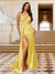 Sheath/Column One-Shoulder Sleeveless Ruched Evening Dresses with Split Side & Sequins