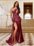 Sheath/Column One-Shoulder Sleeveless Ruched Evening Dresses with Split Side & Sequins