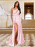 Sheath/Column One-Shoulder Sleeveless Ruched Evening Dresses with Split Side & Sequins