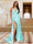 Sheath/Column One-Shoulder Sleeveless Ruched Evening Dresses with Split Side & Sequins