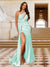 Sheath/Column One-Shoulder Sleeveless Ruched Evening Dresses with Split Side & Sequins
