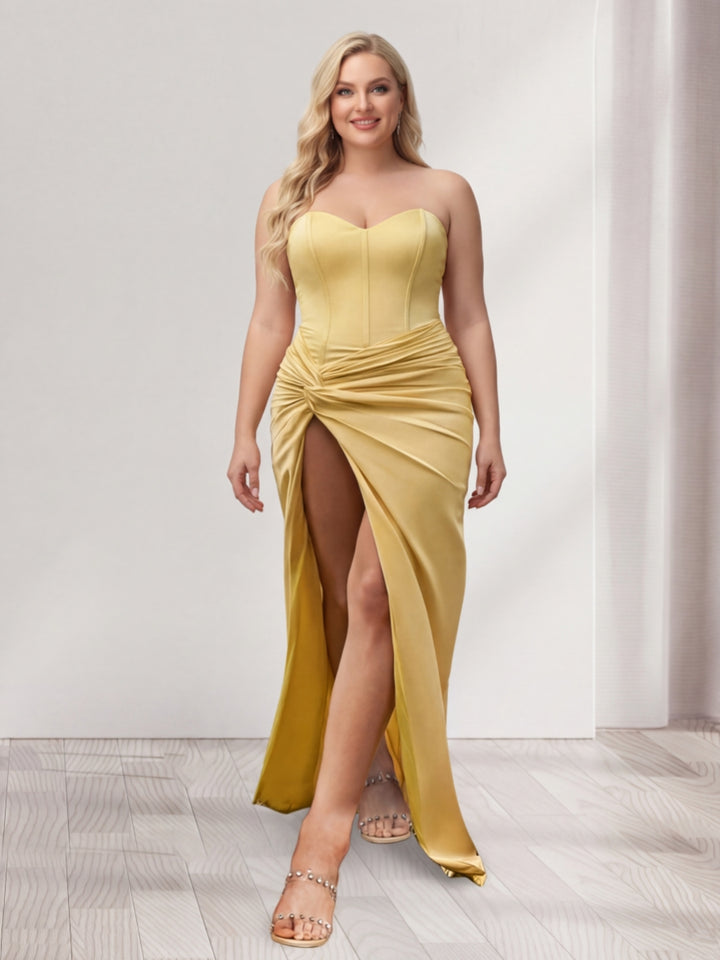 Sheath/Column Sweetheart Sleeveless Plus Size Bridesmaid Dresses with Split Side