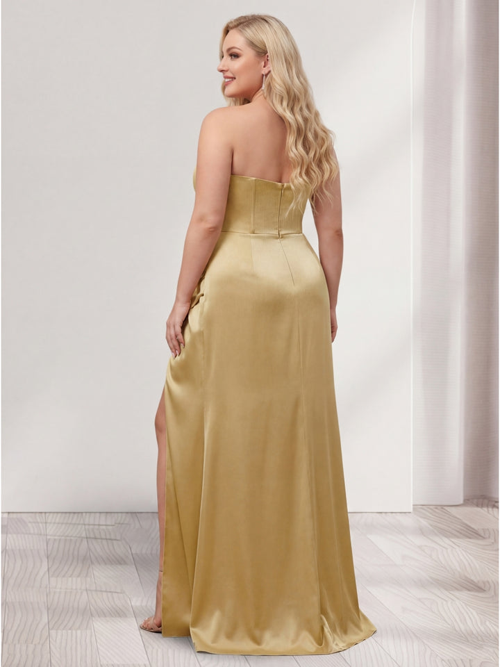 Sheath/Column Sweetheart Sleeveless Plus Size Bridesmaid Dresses with Split Side