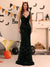 Sheath/Column V-Neck Floor-Length Elegant Halloween Dresses with Sequins