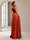A-Line/Princess One-Shoulder Sleeveless Floor-Length Ruched Evening Dresses with Side Slit