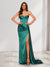 Trumpet/Mermaid Strapless Sweep Train Evening Dresses with Split Side & Ruffles