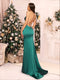 Trumpet/Mermaid Strapless Sweep Train Christmas Dresses with Split Side & Ruffles