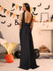 Sheath/Column High Neck Sleeveless Floor-Length Halloween Dresses with Bow(s)
