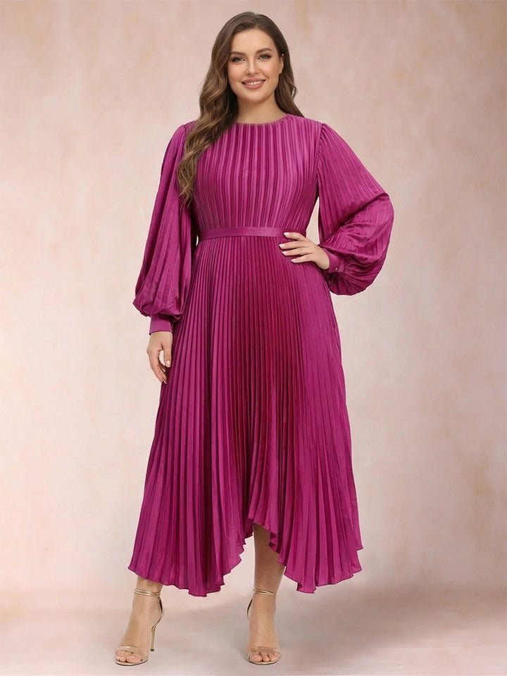 A-Line/Princess Scoop Neck Ankle-Length Plus Size Mother of the Bride Dresses With Pleats &amp; Belt