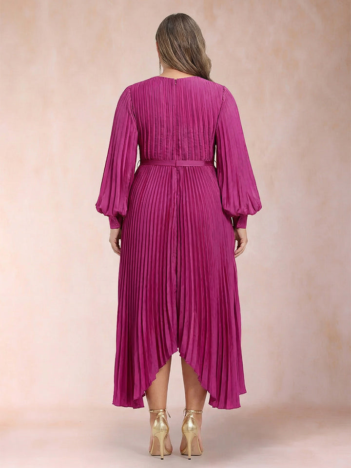 A-Line/Princess Scoop Neck Ankle-Length Plus Size Mother of the Bride Dresses With Pleats &amp; Belt