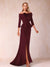 Sheath/Column Off-the-Shoulder Floor-Length Mother of the Bride Dresses With Ruffles &  Split Side