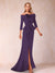 Sheath/Column Off-the-Shoulder Floor-Length Mother of the Bride Dresses With Ruffles &  Split Side