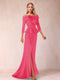 Sheath/Column Off-the-Shoulder Floor-Length Mother of the Bride Dresses With Ruffles &  Split Side