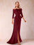 Sheath/Column Off-the-Shoulder Floor-Length Mother of the Bride Dresses With Ruffles &  Split Side