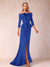 Sheath/Column Off-the-Shoulder Floor-Length Mother of the Bride Dresses With Ruffles &  Split Side