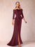 Sheath/Column Off-the-Shoulder Floor-Length Mother of the Bride Dresses With Ruffles &  Split Side