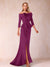 Sheath/Column Off-the-Shoulder Floor-Length Mother of the Bride Dresses With Ruffles &  Split Side