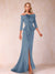 Sheath/Column Off-the-Shoulder Floor-Length Mother of the Bride Dresses With Ruffles &  Split Side