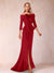 Sheath/Column Off-the-Shoulder Floor-Length Mother of the Bride Dresses With Ruffles &  Split Side