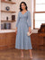 A-Line/Princess V-Neck Tea-Length Mother of the Bride Dresses With Pleats & Sequins