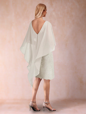 Sheath/Column Scoop Neck Knee-Length Mother of the Bride Dresses With Appliques