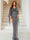Sheath/Column V-Neck Half Sleeves Floor-Length Mother of the Bride Dresses With Sequins