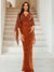 Sheath/Column V-Neck Half Sleeves Floor-Length Mother of the Bride Dresses With Sequins