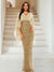 Sheath/Column V-Neck Half Sleeves Floor-Length Mother of the Bride Dresses With Sequins